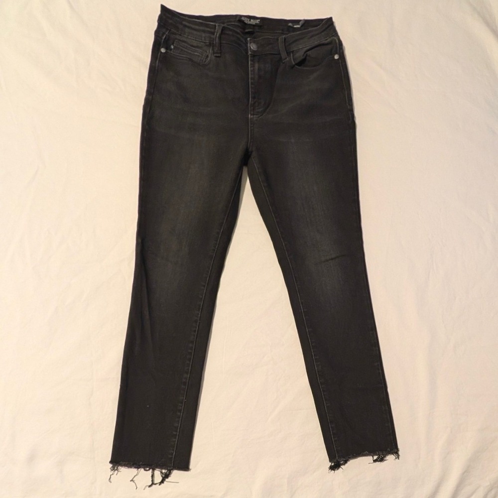 Judy Blue Black High Rise Skinny Jeans Raw Hem JB88450 BK 13/31 Womens